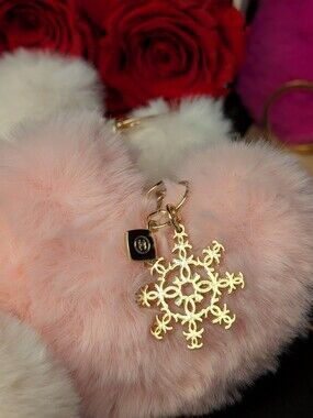 Chanel Beaute GWP keychain Monogram Snowflake UPGRADED TO ADD FLUFF KEYCHAIN!